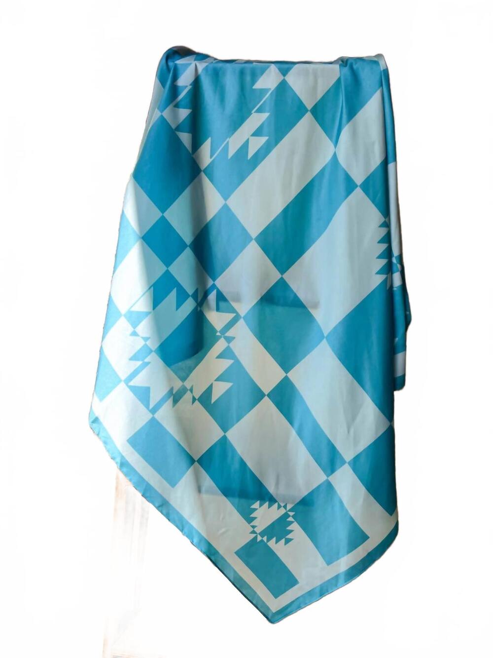 NEW ROWDY CROWD women's feelin' groovy wild rag scarf in teal & white